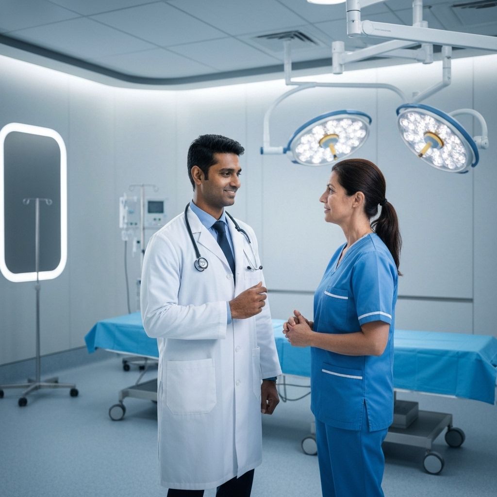 Profissionais médicos em ambiente hospitalar